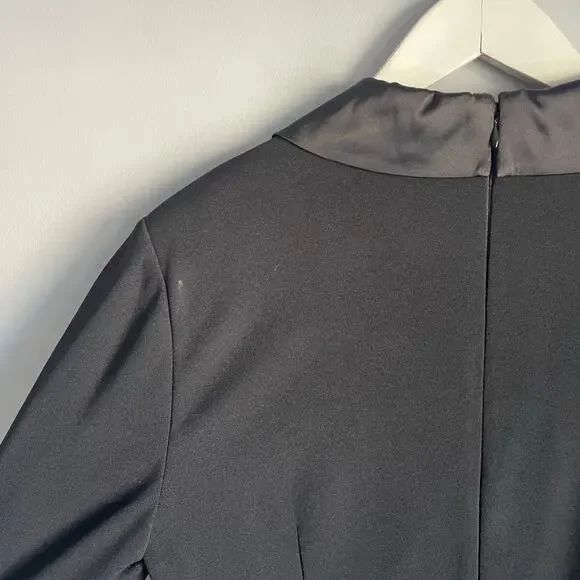 Adrianna Papell Jumpsuit Black Long Sleeve V-neck Cocktail Formal sz 12 Wedding - Picture 6 of 7